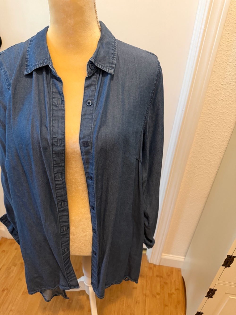 Zac & Rachel Washed Denim Blue Button-Up Shirt Jacket